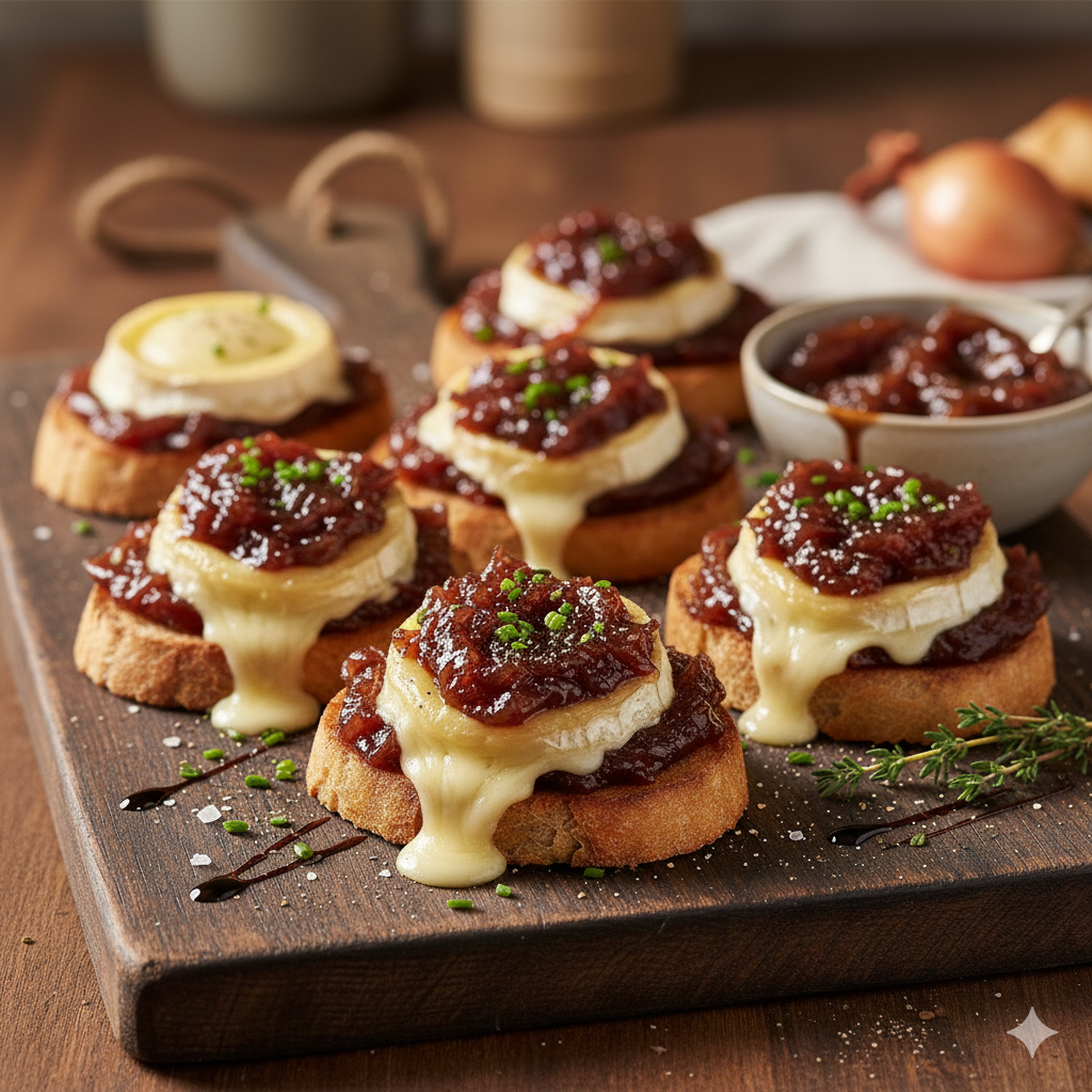 Toasts chèvre chaud & confits d'oignons